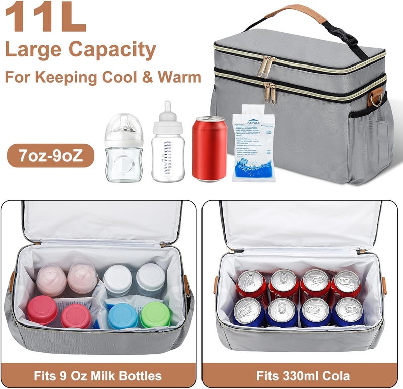 GDNasist Breastmilk Cooler Bag with 6 Ice Pack, Wearable Breast Pump Bag Compatible with Willow, Elvie, Medela & Momcozy M5/S12 Pro Pumps & Accessories for Work, Travel and Family Use Grey - Image 2